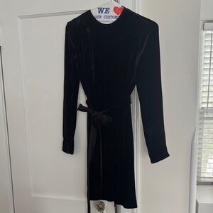 Theory Black Long Sleeve Velvet Dress